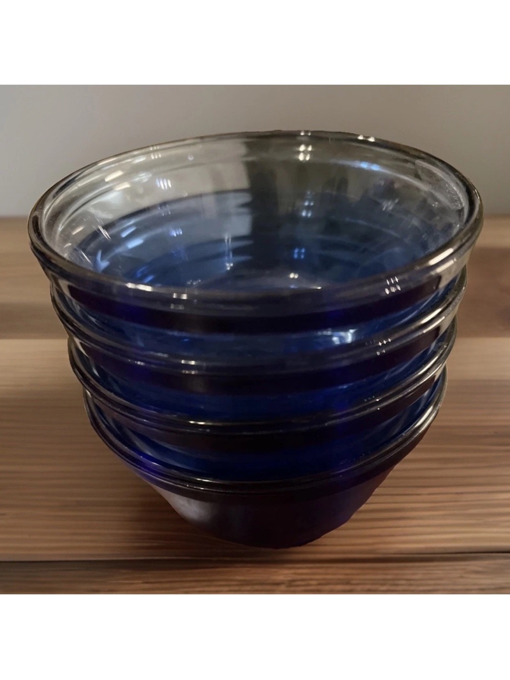 Anchor Hocking Cobalt Blue Custard Bowls 6 Ounces - Set Of 4 - Vintage